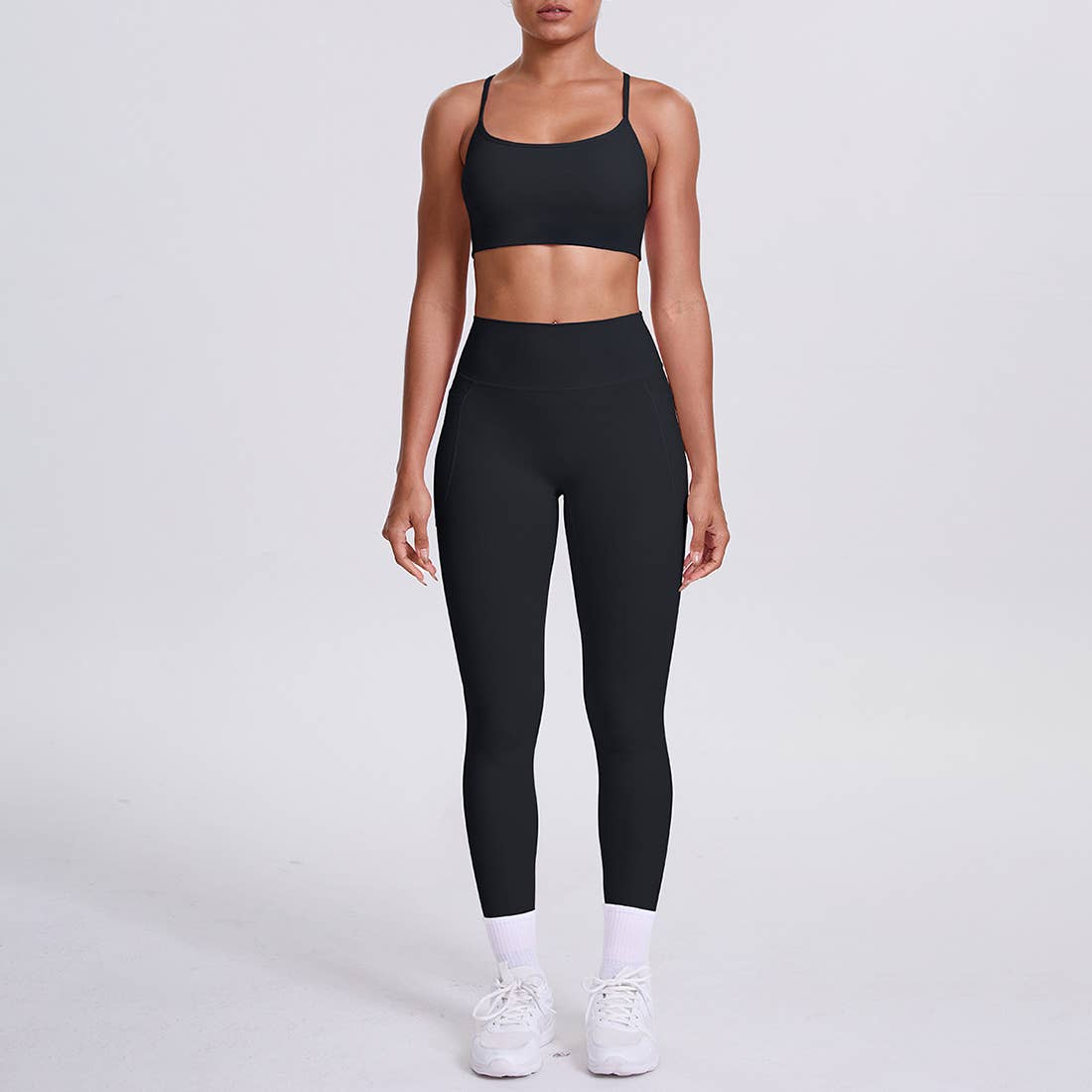 Women High-Waisted Yoga Set: Sports Bra + Sculpting Leggings
