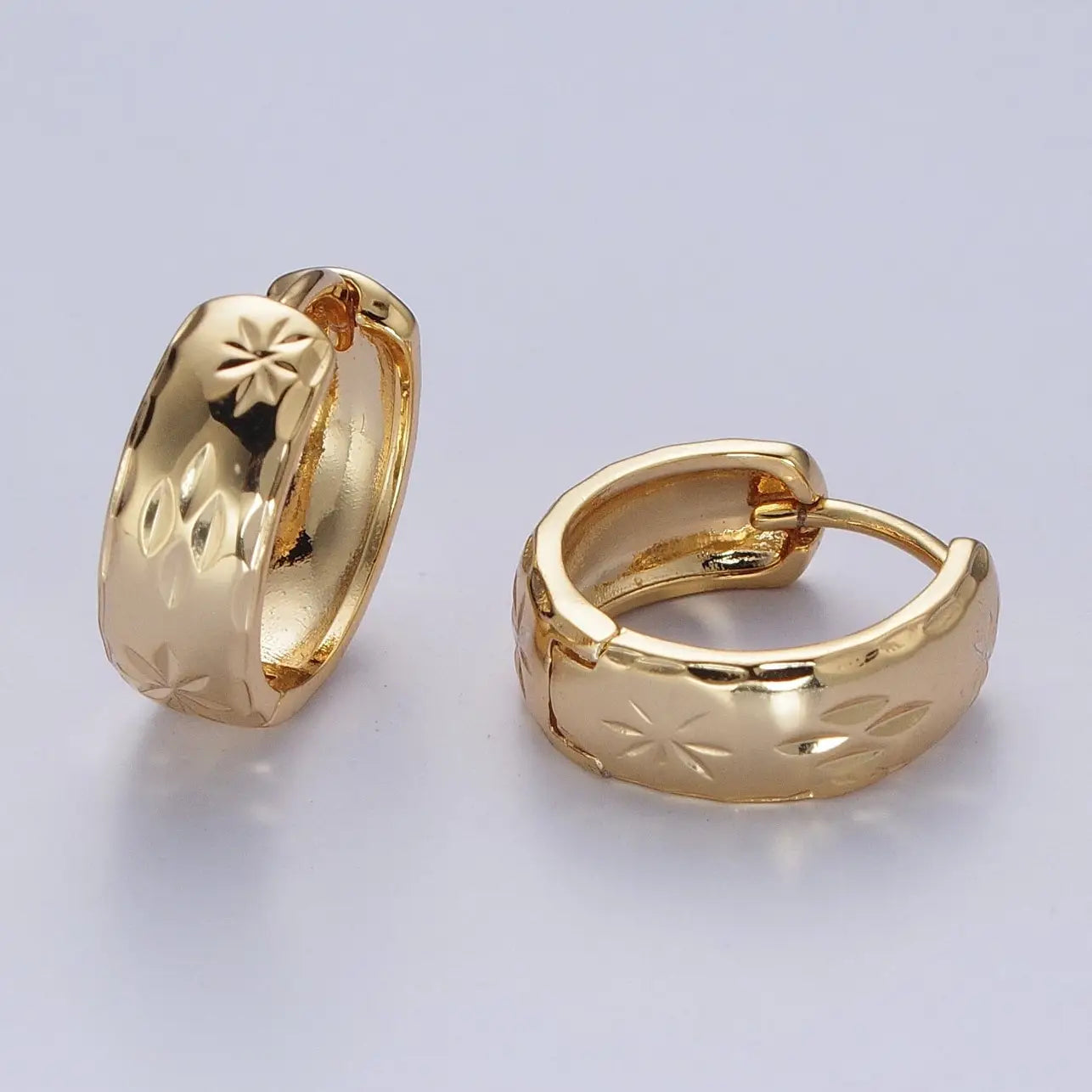 Gold Hoop Earrings with star detail