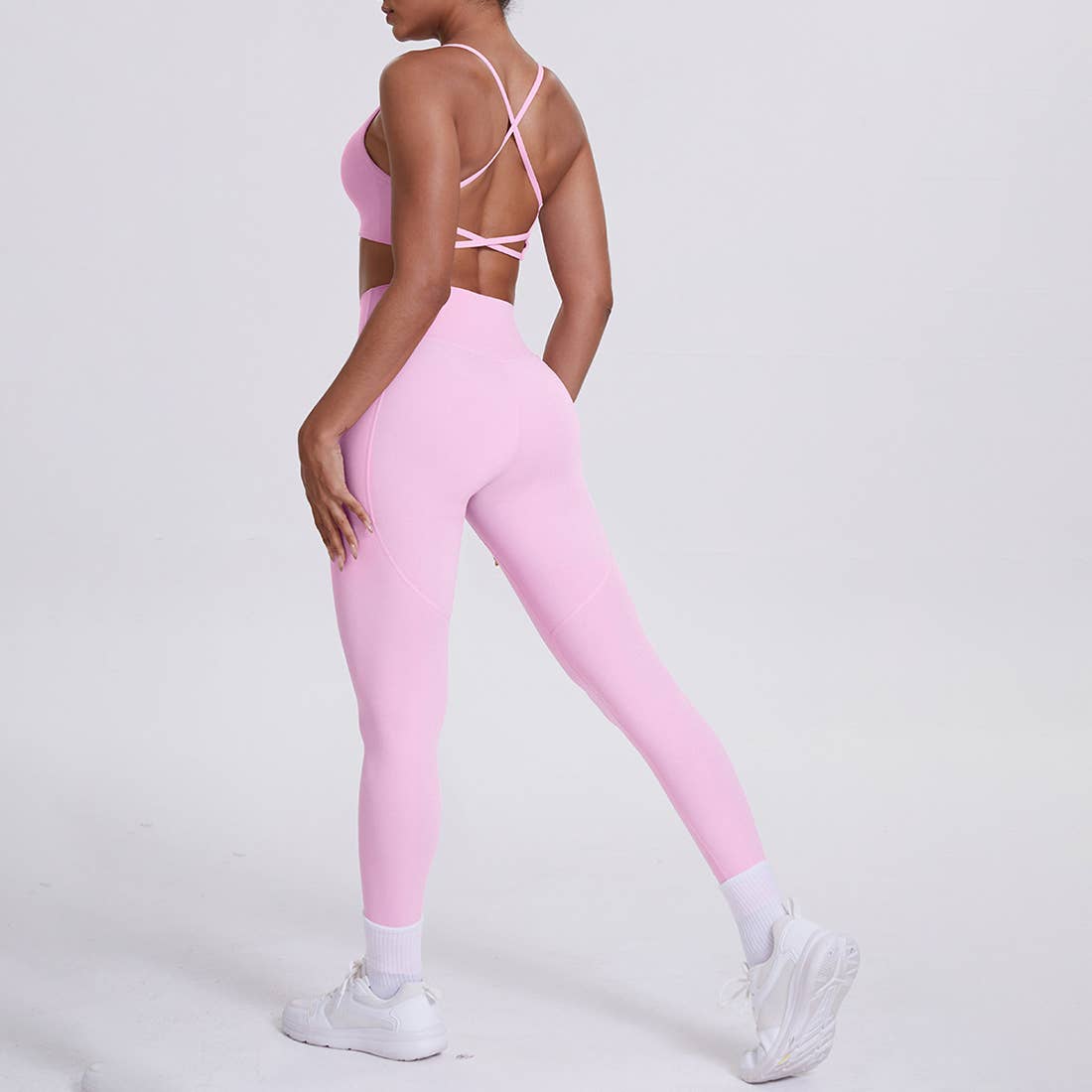 Women High-Waisted Yoga Set: Sports Bra + Sculpting Leggings